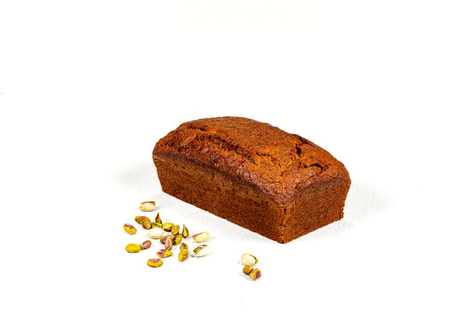 Baked Banana Pistachio Loaf, made with organic banana